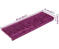 Laiptų kilimėliai, 30 vnt., 65x21x4 cm, violetiniai, stačiakampiai kraštai