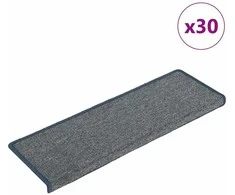 Laiptų kilimėliai, 30 vnt., 65x21x4 cm, šviesiai pilki ir mėlyni, stačiakampiai kraštai