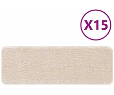 Slydimui atsparūs laiptų kilimėliai 15 pcs Kreminė 60 x 25 cm