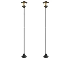 Lamp Post Set with LED Bulb 2 vnt. Juoda 16 x 16 x 156 cm