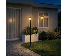 Lamp Post Set with LED Bulb 2 vnt. Juoda 16 x 16 x 156 cm