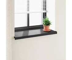 Langų palangė Juoda su medienos tekstūra 80 x 40 x 4,5 cm PVC