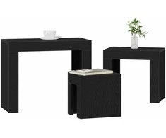 Sustūmiami staliukai 3 pcs Juodas ąžuolas Apdirbta mediena