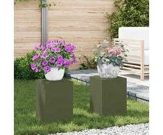 Augalų stovas 2 pcs Alyvuogių žalia 24 x 24 x 35 cm Plienas