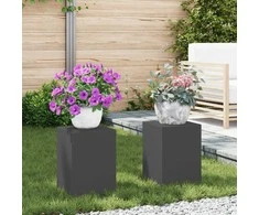 Augalų stovas 2 pcs Juoda 24 x 24 x 35 cm Plienas