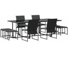 Lauko baldų komplektas Sodo valgomojo komplektas 9 pcs Juoda Plienas