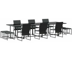 Lauko baldų komplektas Sodo valgomojo komplektas 11 pcs Juoda Plienas
