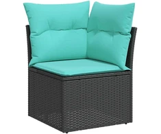 14 dalių sodo sofų komplektas su pagalvėlėmis, juodas, poliratanas