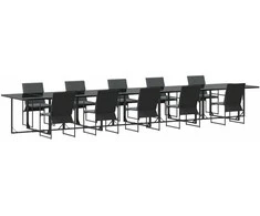 Lauko baldų komplektas Sodo valgomojo komplektas 11 pcs Juoda Plienas