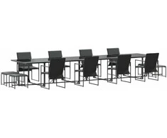 Lauko baldų komplektas Sodo valgomojo komplektas 13 pcs Juoda Plienas