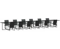 Lauko baldų komplektas Sodo valgomojo komplektas 13 pcs Juoda Plienas