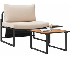 Lauko baldų komplektas Sodo Sofų Rinkinys 2 pcs Taupe Plienas