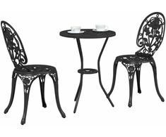 Lauko baldų komplektas Sodo Bistro Rinkinys 3 pcs Juoda Aliuminis
