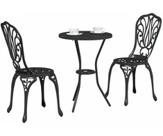 Lauko baldų komplektas Sodo Bistro Rinkinys 3 pcs Juoda Aliuminis