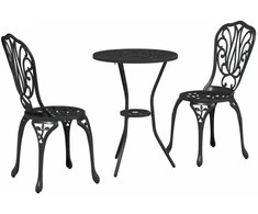 Lauko baldų komplektas Sodo Bistro Rinkinys 3 pcs Juoda Aliuminis
