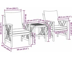 Lauko baldų komplektas Sodo Sofų Rinkinys su pagalve 3 pcs Natūralus aliejus