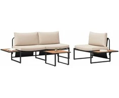 Lauko baldų komplektas Sodo valgomojo komplektas 3 pcs Taupe Plienas