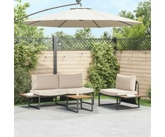 Lauko baldų komplektas Sodo valgomojo komplektas 3 pcs Taupe Plienas