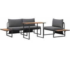 Lauko baldų komplektas Sodo valgomojo komplektas 3 pcs Antracitas Plienas