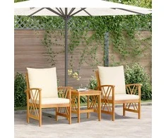 Lauko baldų komplektas Sodo Sofų Rinkinys su pagalve 3 pcs Natūralus aliejus