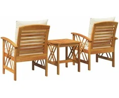 Lauko baldų komplektas Sodo Sofų Rinkinys su pagalve 3 pcs Natūralus aliejus