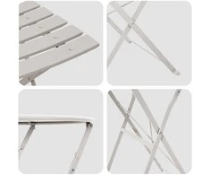 Lauko baldų komplektas Sulankstomas bistro rinkinys 3 pcs Smėlio Plienas