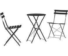 Lauko baldų komplektas Sulankstomas bistro rinkinys 3 pcs Antracitas Plienas