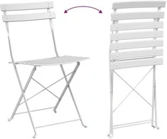 Lauko baldų komplektas Sulankstomas bistro rinkinys 3 pcs Balta Plienas