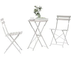 Lauko baldų komplektas Sulankstomas bistro rinkinys 3 pcs Smėlio Plienas