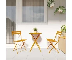 Lauko baldų komplektas Sulankstomas bistro rinkinys 3 pcs Garstyčių Plienas