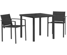 Lauko baldų komplektas 3 pcs Juoda ir Antracitas Tekstilenas