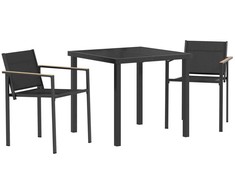 Lauko baldų komplektas 3 pcs Juoda ir Antracitas Tekstilenas