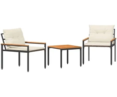 Lauko baldų komplektas 3 pcs Kreminė balta poliratanas