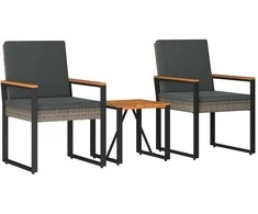 Lauko baldų komplektas 3 pcs Pilka ir tamsiai pilka poliratanas