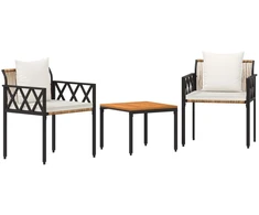 Lauko baldų komplektas 3 pcs Ruda ir Kremavimo Balta
