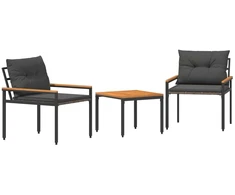 Lauko baldų komplektas 3 pcs Tamsiai pilka poliratanas