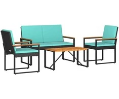 Lauko baldų komplektas 4 pcs Juoda ir turkio poliratanas