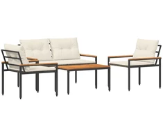 Lauko baldų komplektas 4 pcs Kreminė balta poliratanas