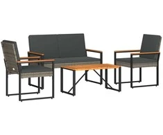 Lauko baldų komplektas 4 pcs Pilka ir tamsiai pilka poliratanas