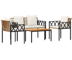 Lauko baldų komplektas 4 pcs Ruda ir Kremavimo Balta