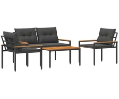 Lauko baldų komplektas 4 pcs Tamsiai pilka poliratanas