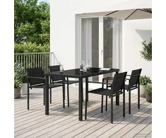 Lauko baldų komplektas 5 pcs Juoda ir Antracitas Tekstilenas
