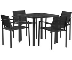 Lauko baldų komplektas 5 pcs Juoda ir Antracitas Tekstilenas