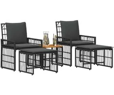 Lauko baldų komplektas 5 pcs Juoda ir tamsiai pilka