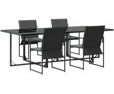 Lauko baldų komplektas Sodo valgomojo komplektas 5 pcs Juoda Plienas