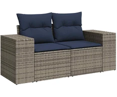 7 dalių sodo sofų komplektas su pagalvėlėmis, pilkas, poliratanas