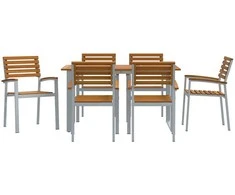 Lauko baldų komplektas Sodo valgomojo komplektas 7 pcs Pilka Kietos akacijos mediena