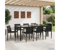 Lauko baldų komplektas 7 pcs Juoda ir Antracitas Tekstilenas