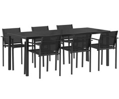 Lauko baldų komplektas 7 pcs Juoda ir Antracitas Tekstilenas