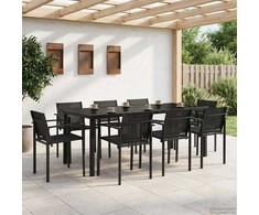 Lauko baldų komplektas 7 pcs Juoda ir Antracitas Tekstilenas
